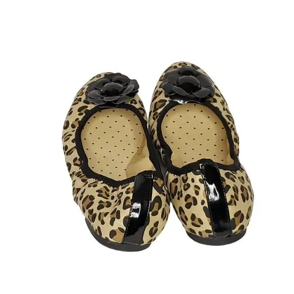 Lindsay Phillips Canvas Ballet Flats 9.5 Leopard Brown Black - Picture 4 of 5